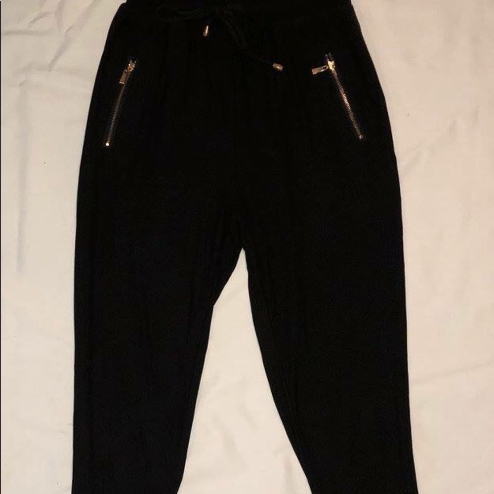 Black zipper joggers